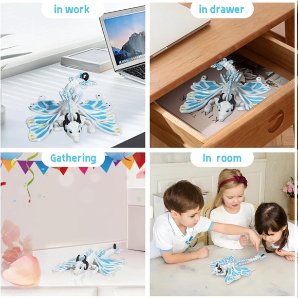 3D Printed Articulated Dragon Toy with wings, Flexible, Posable Fidget Toy - Picture 4 of 6